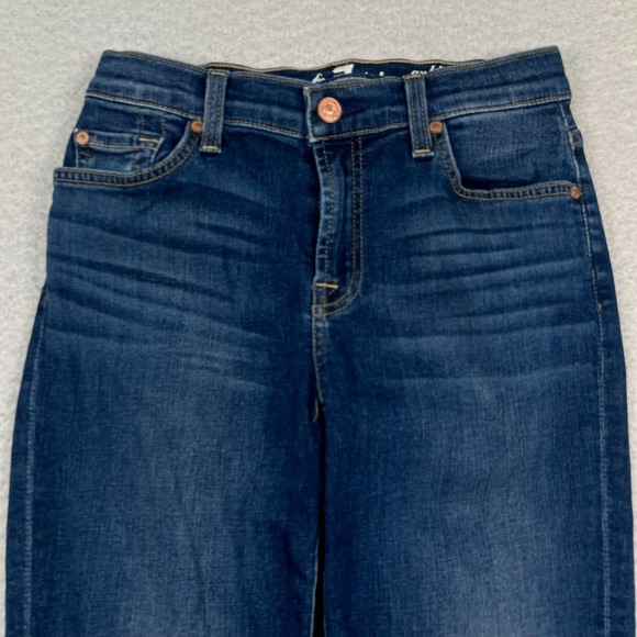 7 for All Mankind Jeans 26 Ankle Gwenevere Low Rise Stretch Whiskered Dark Wash - Picture 9 of 10